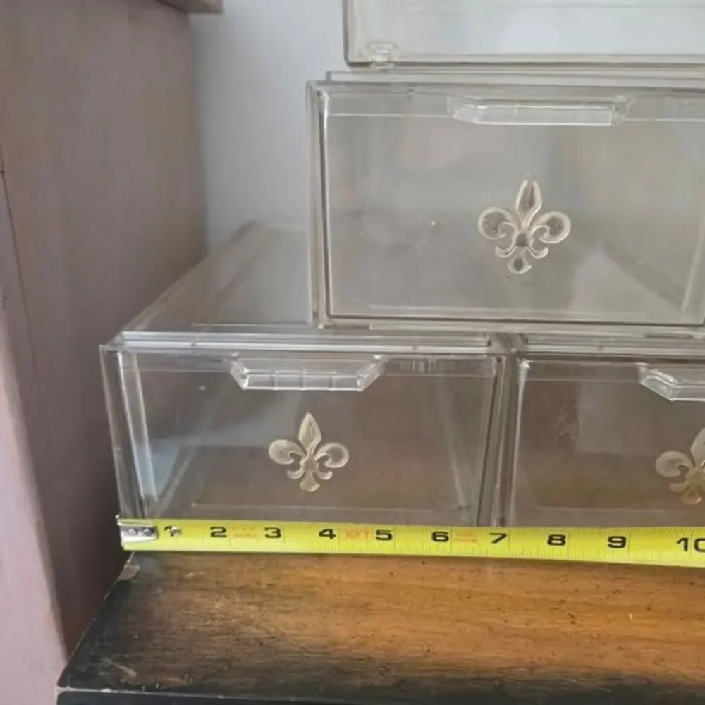 Vintage Acrylic Shoe Boxes Lot Fleur De Lis Gold Emblem